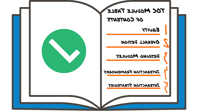 TOC模块目录:股权, 整体课程设计, 设计模块, 交互框架, 互动策略